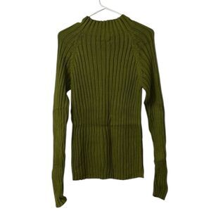 New York & Company Green High-neck Cotton Sweater(Size Large)